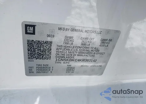 2019 Chevrolet Tahoe Lt from USA, damaged, VIN 1GNSKBKC4KR393142